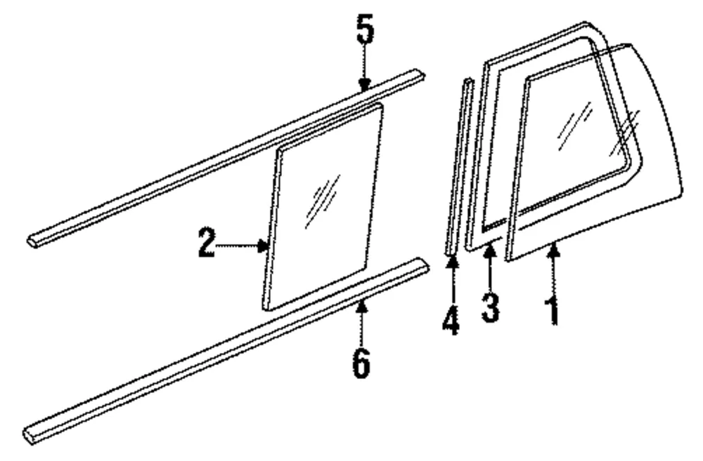 Glass Rt B/Wndw - Passenger Side (RH) - Mazda (UB41-62-971)